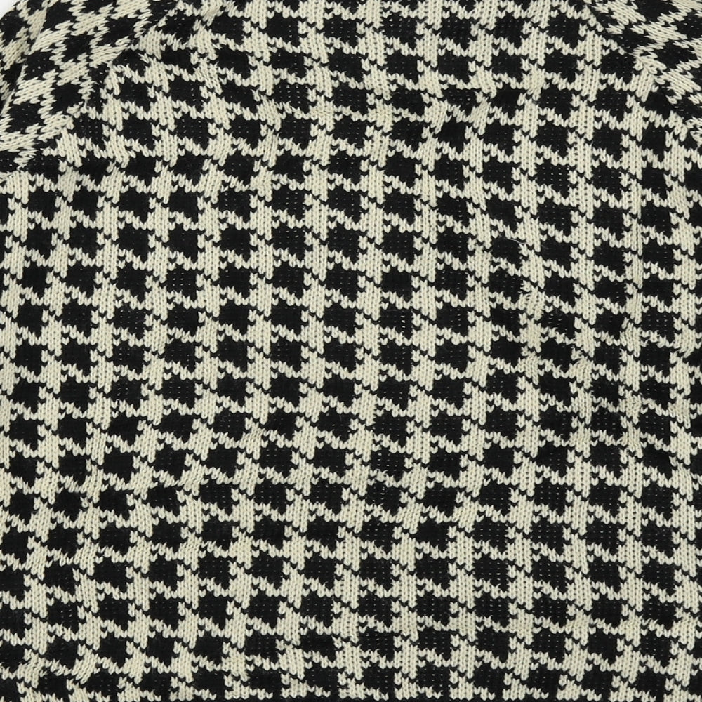 AMARANTO Womens Black Houndstooth  Cardigan Jumper Size 8