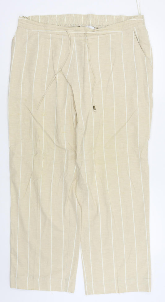 BEING CASUAL Womens Beige Striped  Trousers  Size 18 L27 in