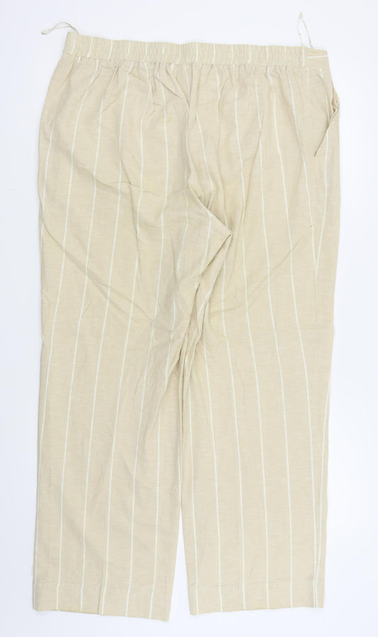 BEING CASUAL Womens Beige Striped  Trousers  Size 18 L27 in