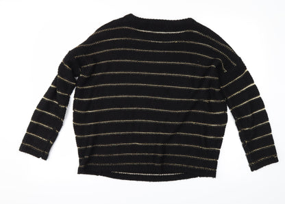 katsui Womens Black Striped   Jumper Size M  - Skull