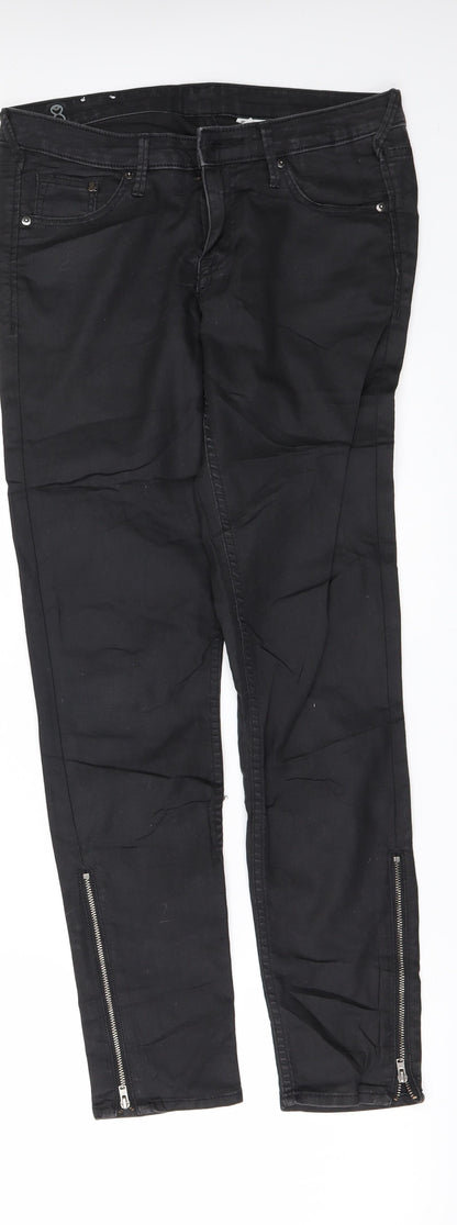 H&M Womens Black  Denim Skinny Jeans Size 28 in L28 in - Zip Ankles