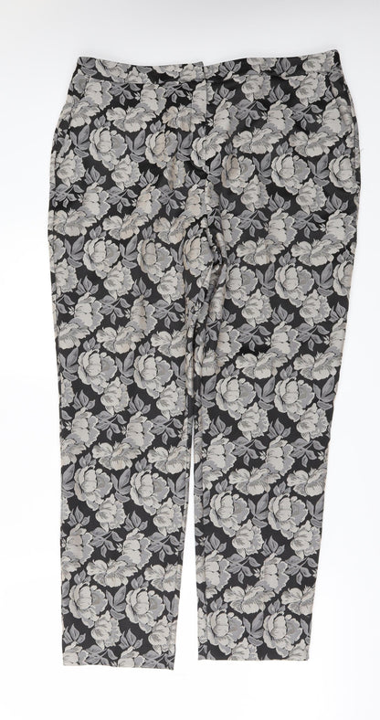 TU Womens Beige Floral  Trousers  Size 14 L28 in