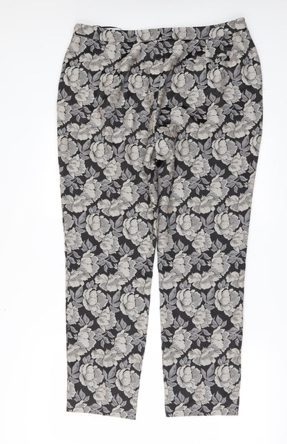 TU Womens Beige Floral  Trousers  Size 14 L28 in