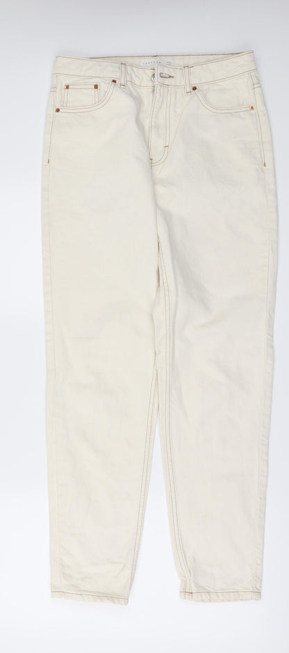 Mens UK Size 28 in Topshop Regular Fit Straight Beige Jeans