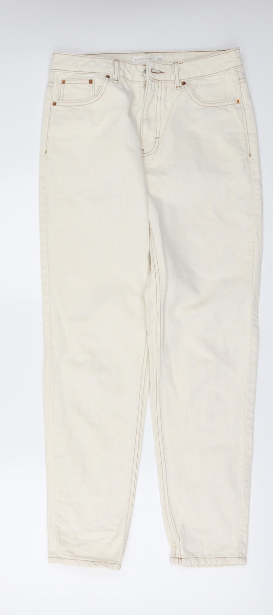 Mens UK Size 28 in Topshop Regular Fit Straight Beige Jeans