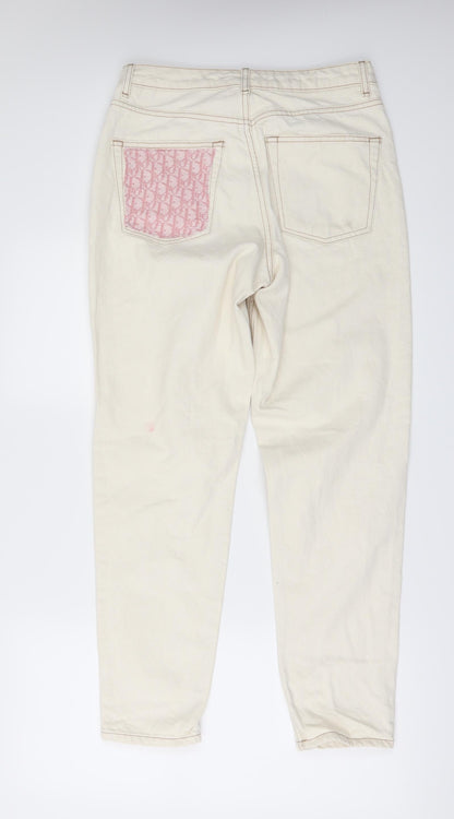 Mens UK Size 28 in Topshop Regular Fit Straight Beige Jeans