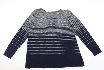 Max Studio Womens Blue Striped  Pullover Jumper Size L