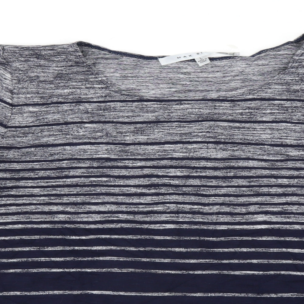 Max Studio Womens Blue Striped  Pullover Jumper Size L