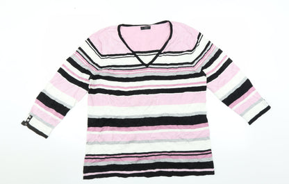 M&Co Womens Pink Striped  Pullover Jumper Size 18
