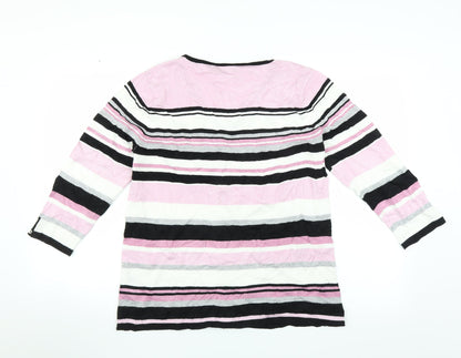 M&Co Womens Pink Striped  Pullover Jumper Size 18