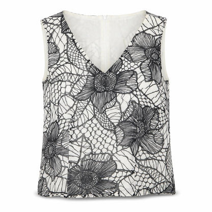 FSR Womens White Floral Woven Basic Blouse Size 14