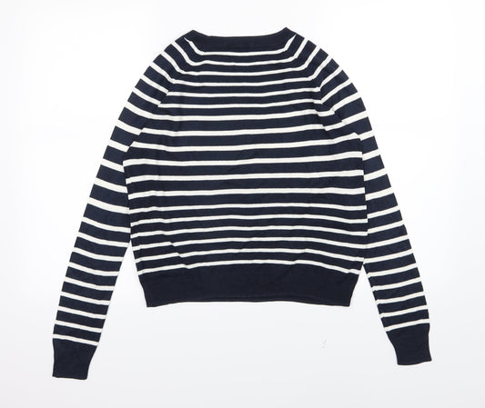 TU Womens Blue Striped Knit Pullover Jumper Size 8