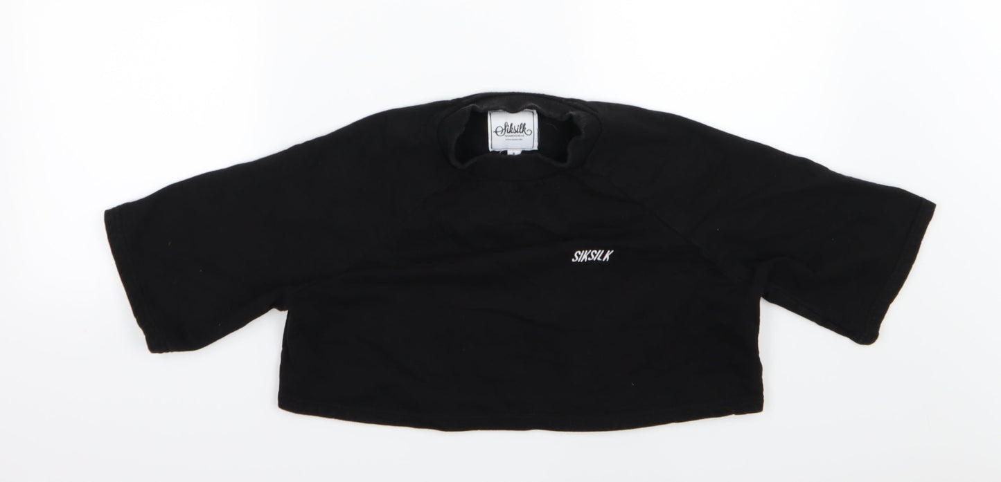 Womens UK Size 8 SikSilk Black Cropped T-Shirt