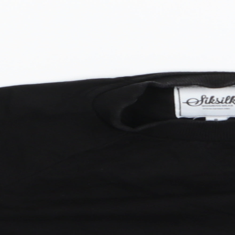 Womens UK Size 8 SikSilk Black Cropped T-Shirt