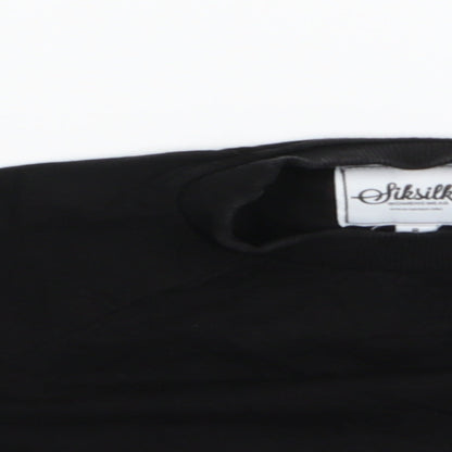Womens UK Size 8 SikSilk Black Cropped T-Shirt