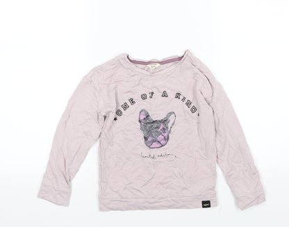River Island Girls Pink  Jersey Pullover Sweatshirt Size 4-5 Years  - Pug
