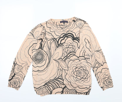 Marks and Spencer Womens Pink Floral Knit Pullover Jumper Size S