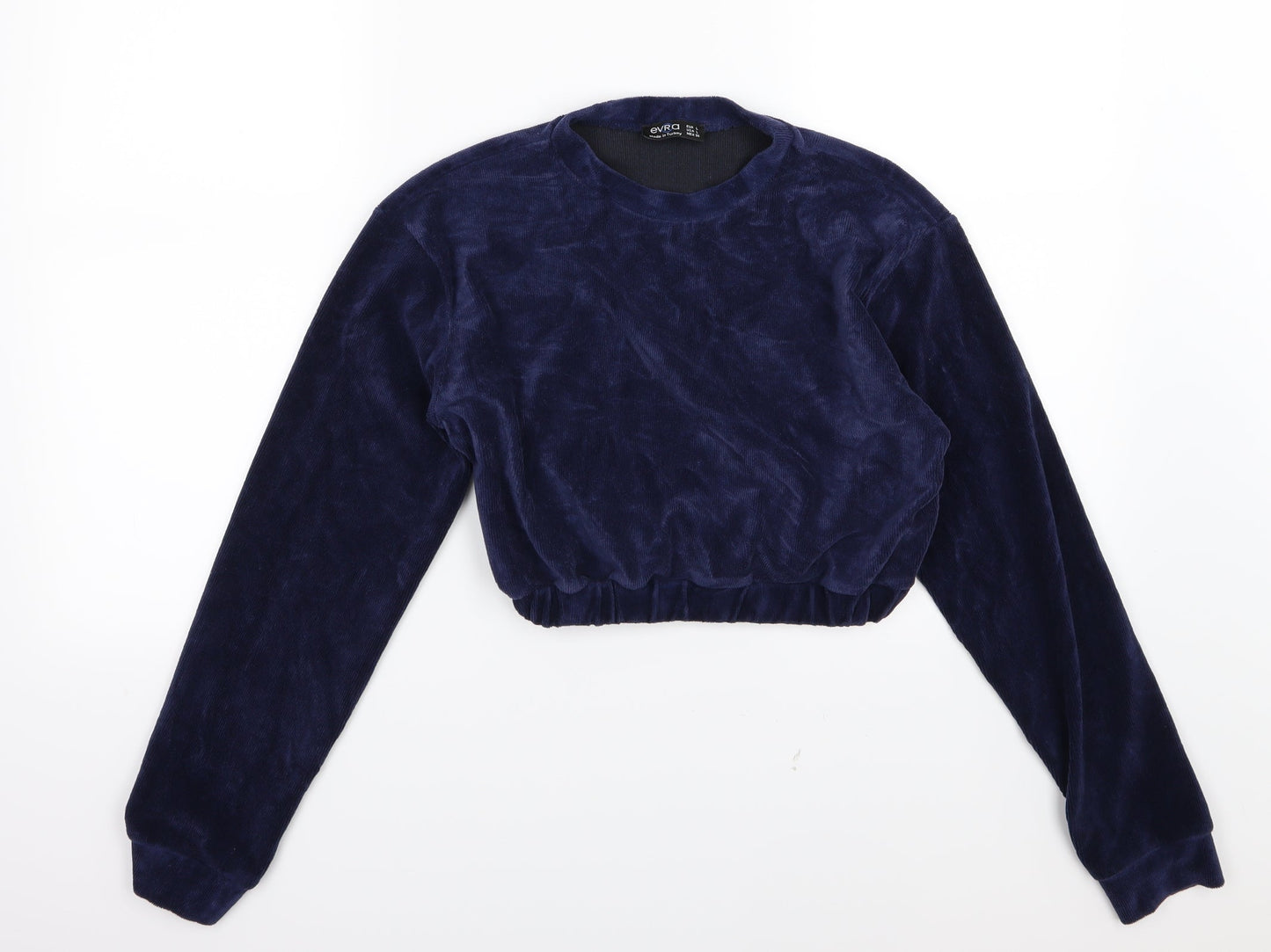 Evra Womens Blue  Corduroy Pullover Sweatshirt Size L