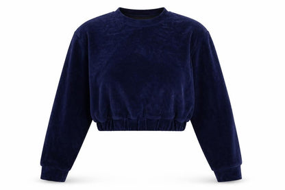 Evra Womens Blue  Corduroy Pullover Sweatshirt Size L