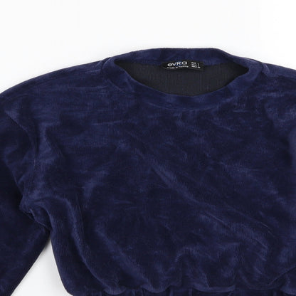 Evra Womens Blue  Corduroy Pullover Sweatshirt Size L