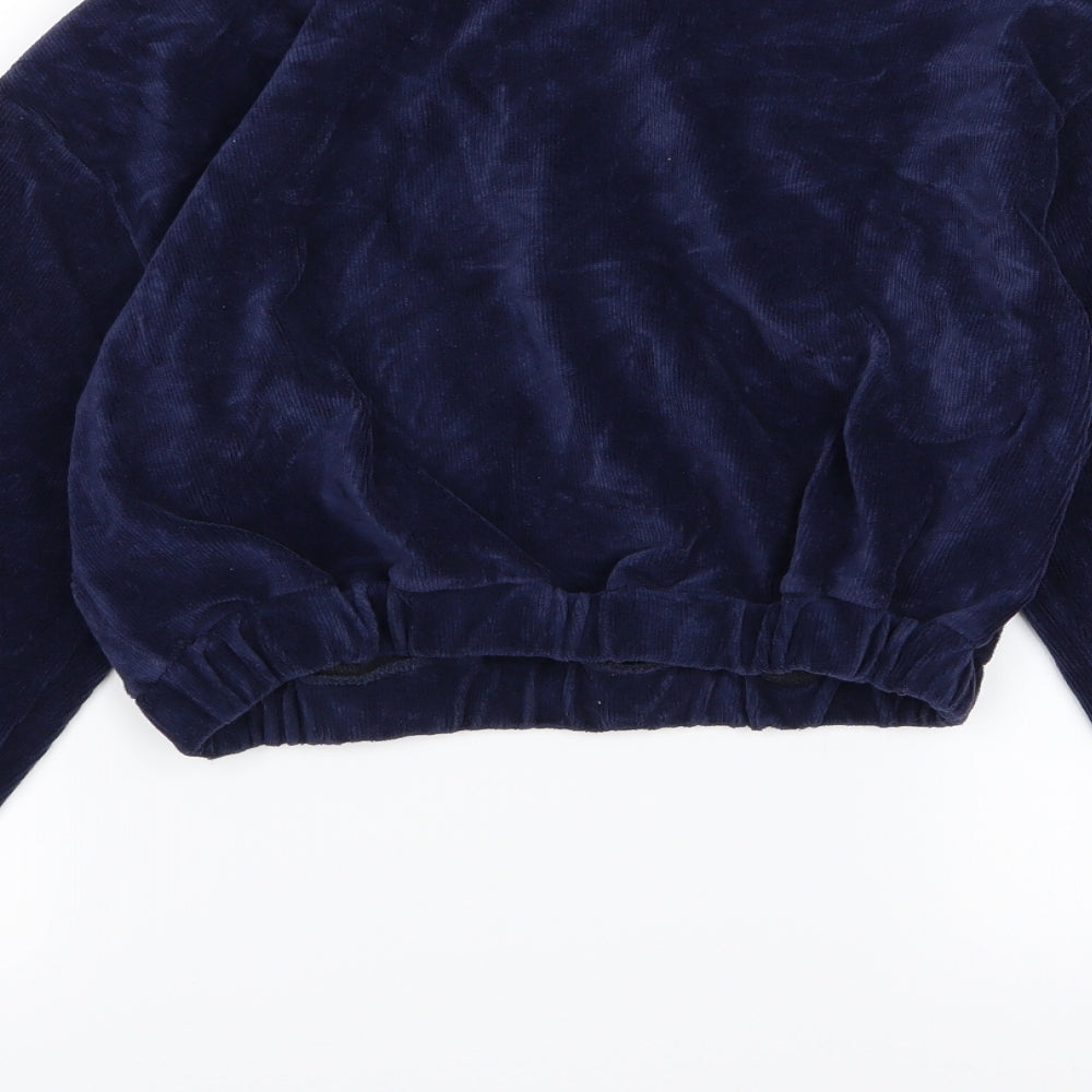Evra Womens Blue  Corduroy Pullover Sweatshirt Size L