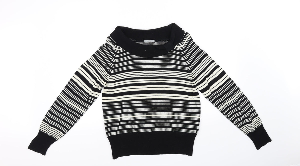 Marks & Spencer Womens Black Striped  Pullover Jumper Size 16