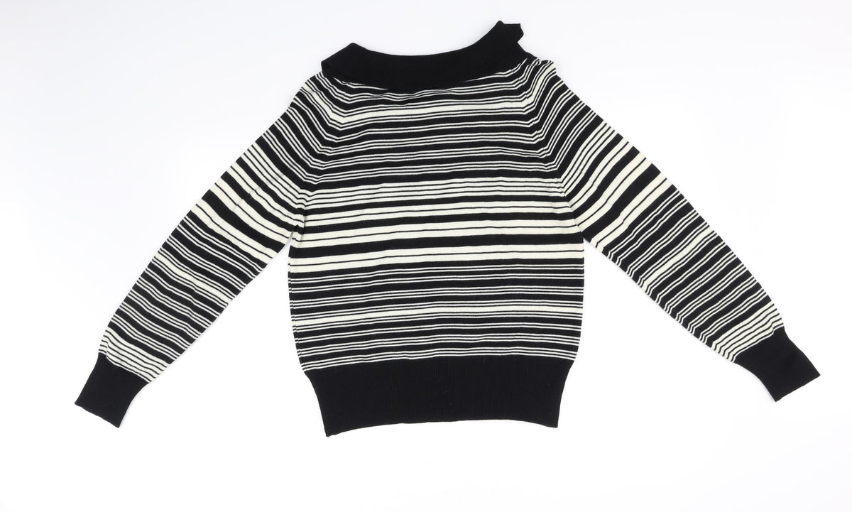 Marks & Spencer Womens Black Striped  Pullover Jumper Size 16
