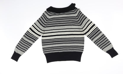Marks & Spencer Womens Black Striped  Pullover Jumper Size 16