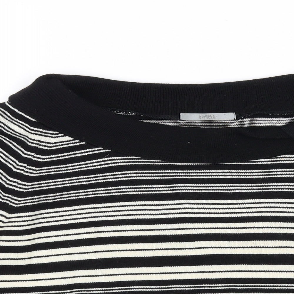 Marks & Spencer Womens Black Striped  Pullover Jumper Size 16