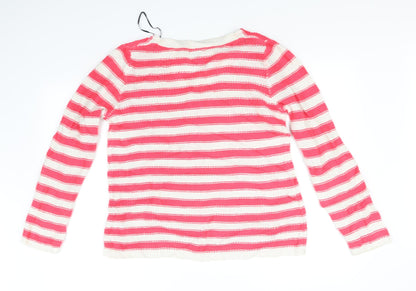 H&M Womens Red Striped  Pullover Jumper Size M