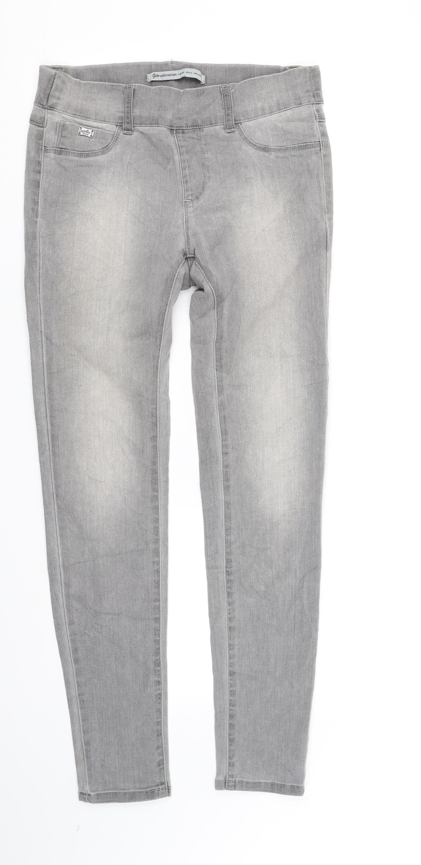 Womens UK Size 4 Stradavarius Regular Fit Straight Grey Jeans
