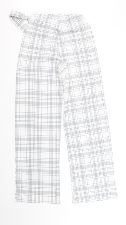 Boohoo Womens White Check  Trousers  Size 8 L32 in