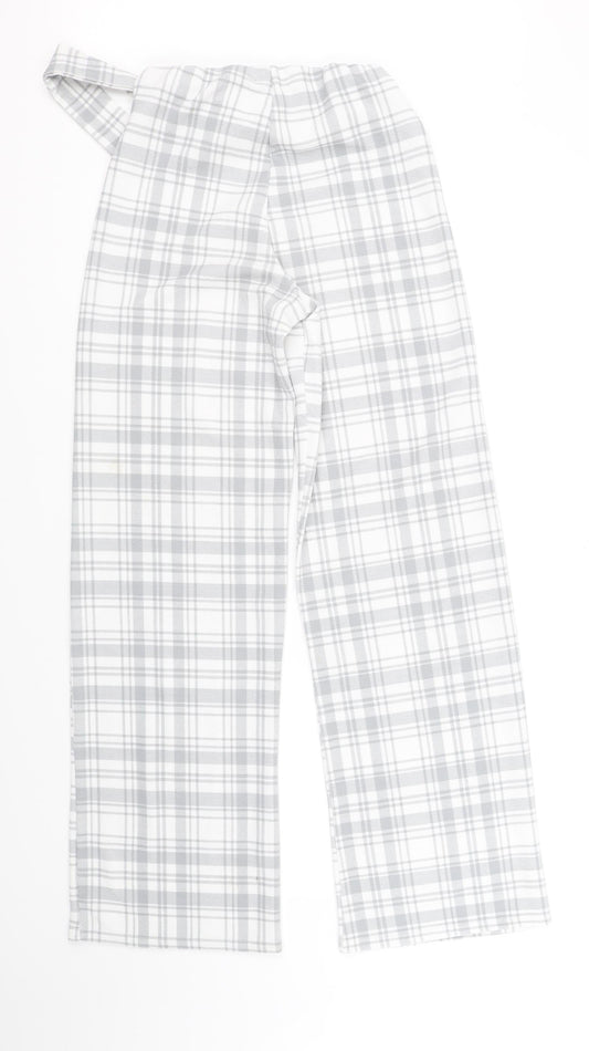 Boohoo Womens White Check  Trousers  Size 8 L32 in