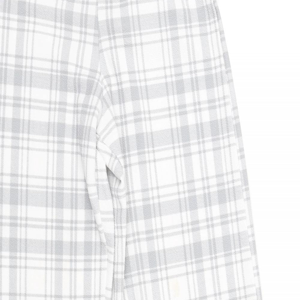 Boohoo Womens White Check  Trousers  Size 8 L32 in