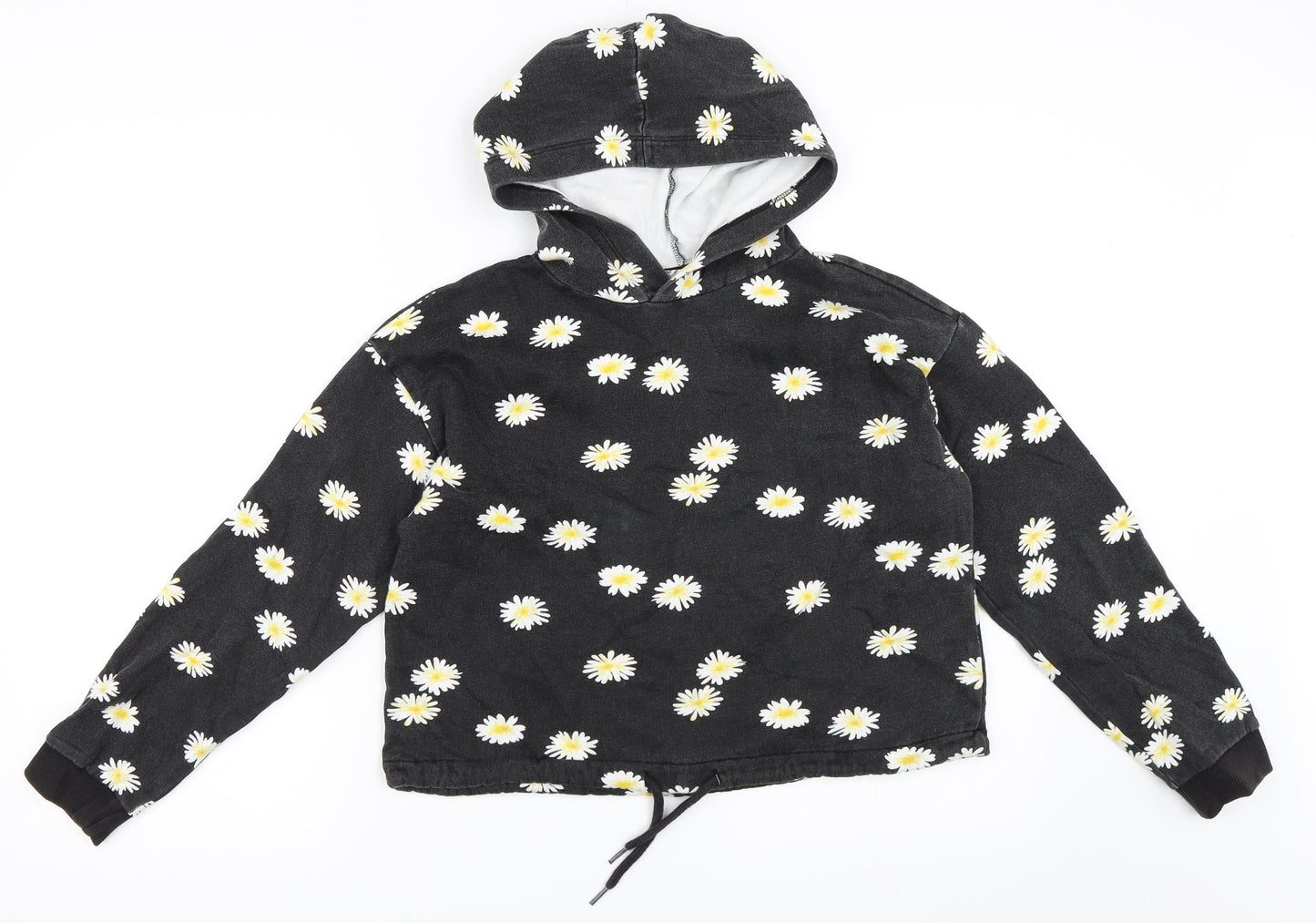 H&M Girls Grey Floral  Pullover Hoodie Size 12-13 Years