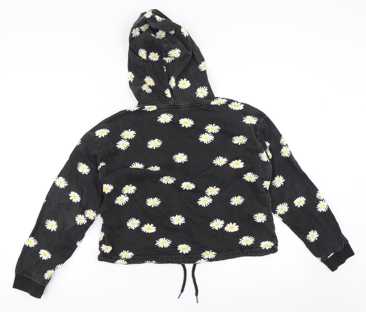 H&M Girls Grey Floral  Pullover Hoodie Size 12-13 Years
