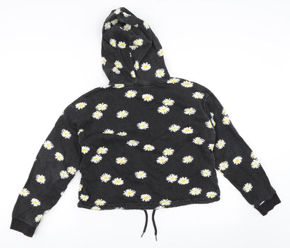 H&M Girls Grey Floral  Pullover Hoodie Size 12-13 Years