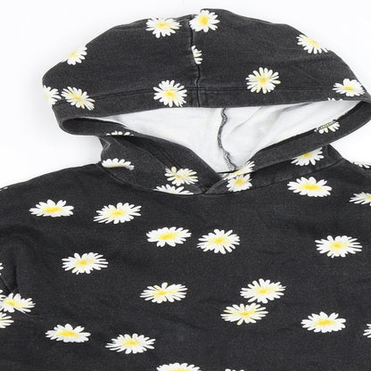H&M Girls Grey Floral  Pullover Hoodie Size 12-13 Years