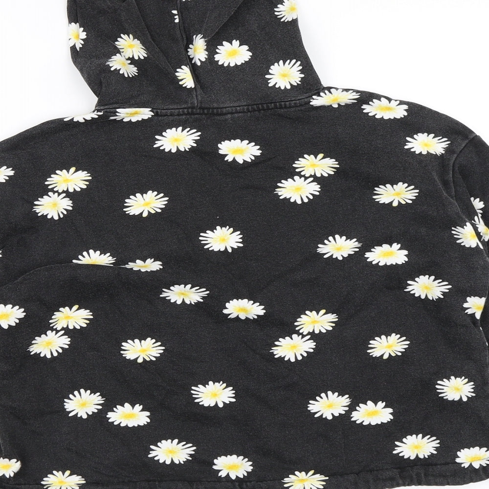 H&M Girls Grey Floral  Pullover Hoodie Size 12-13 Years