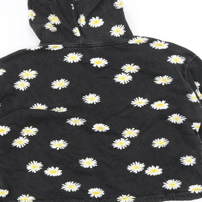 H&M Girls Grey Floral  Pullover Hoodie Size 12-13 Years