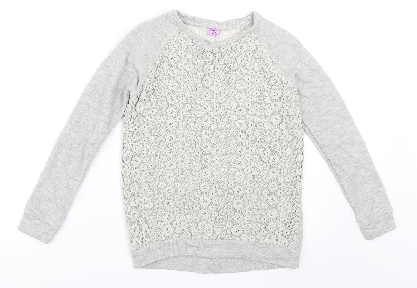 F&F Girls Grey   Pullover Sweatshirt Size 10-11 Years