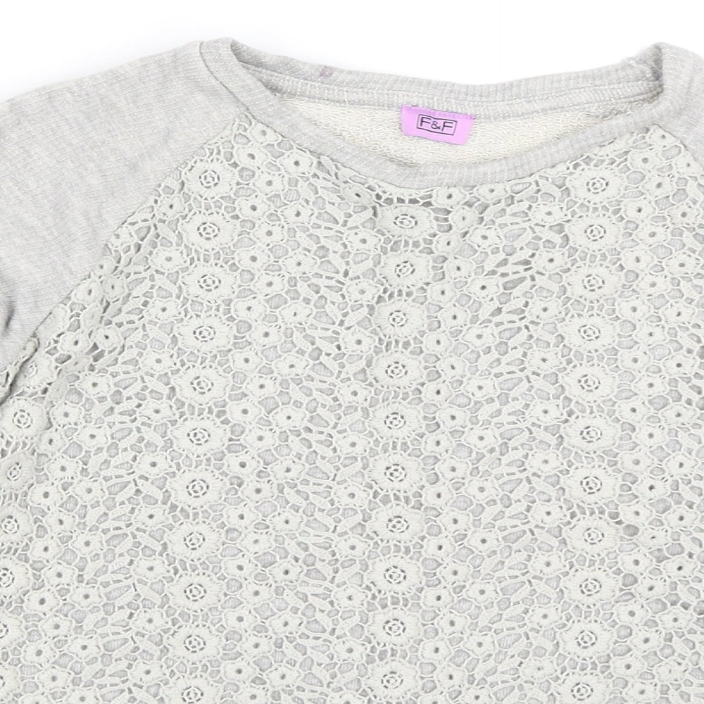 F&F Girls Grey   Pullover Sweatshirt Size 10-11 Years