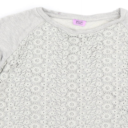F&F Girls Grey   Pullover Sweatshirt Size 10-11 Years