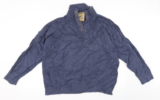 Marks and Spencer Mens Blue   Henley Jumper Size XL
