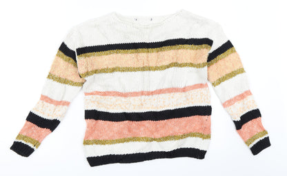 Marks & Spencer Womens Orange Striped  Pullover Jumper Size S