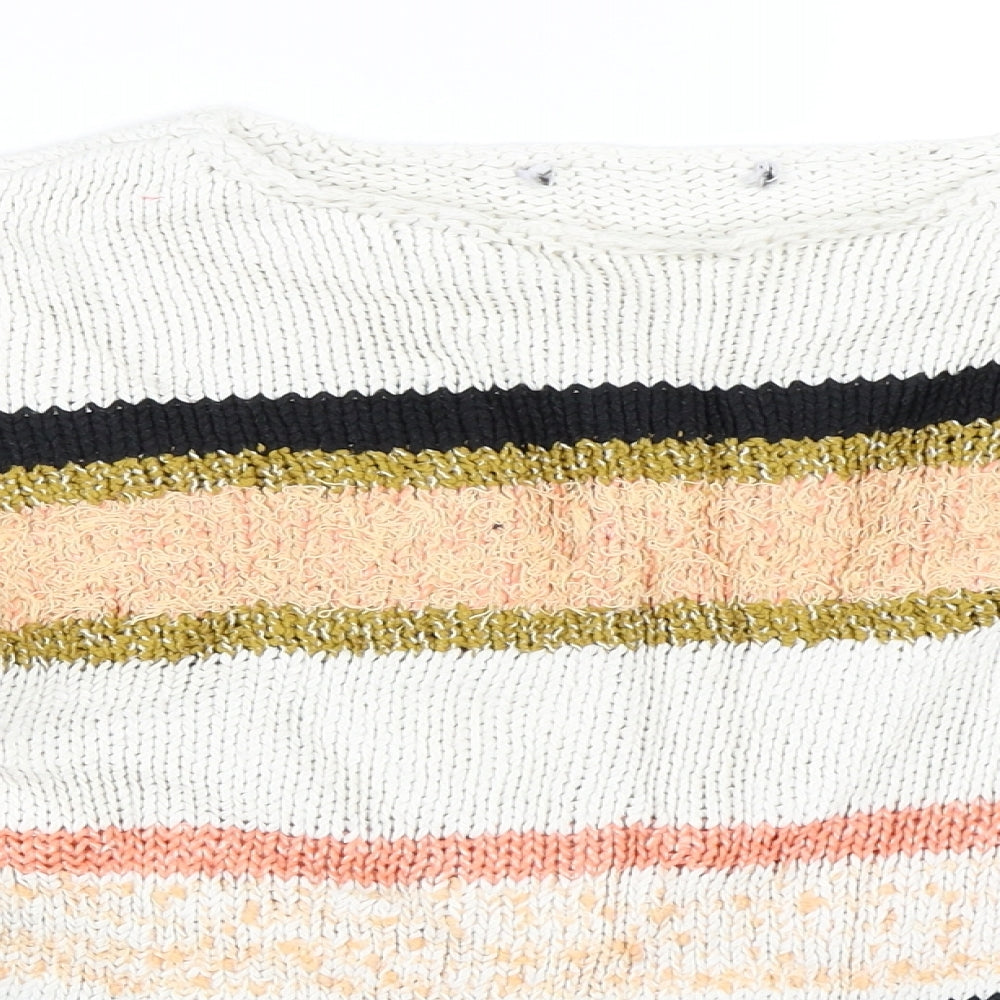 Marks & Spencer Womens Orange Striped  Pullover Jumper Size S