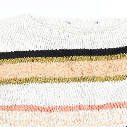 Marks & Spencer Womens Orange Striped  Pullover Jumper Size S