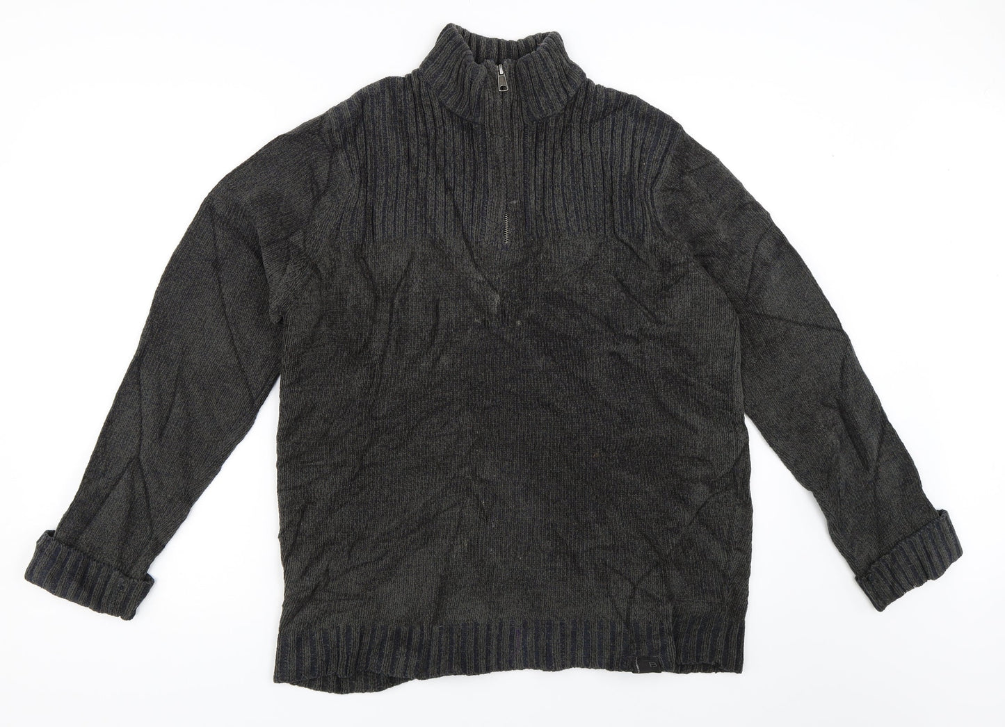 Burton Mens Grey   Henley Jumper Size L