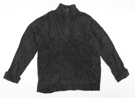 Burton Mens Grey   Henley Jumper Size L