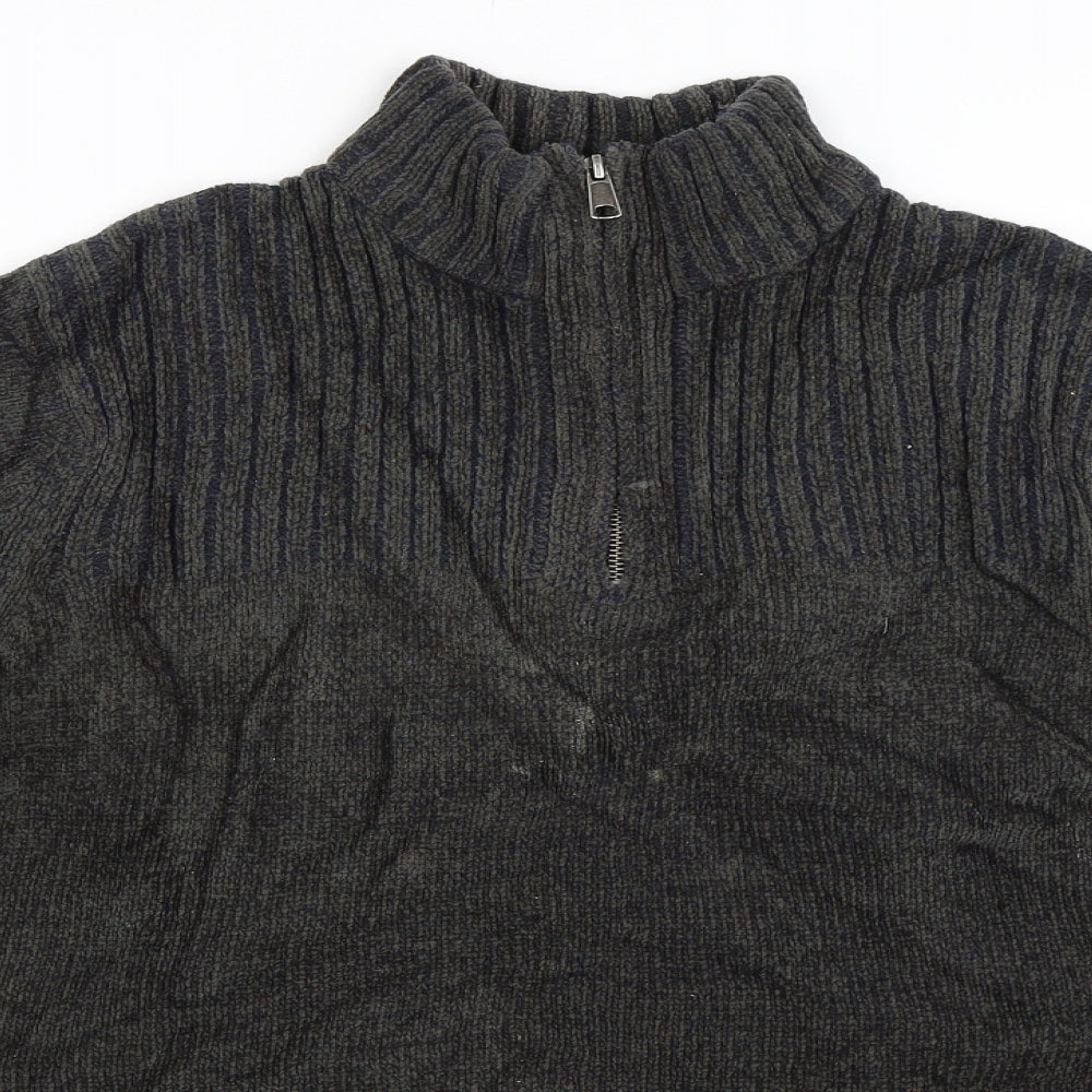 Burton Mens Grey   Henley Jumper Size L